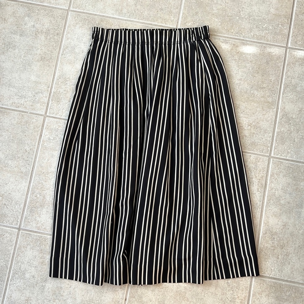 J. Crew Elastic Waist Black and White Stripped Skirt